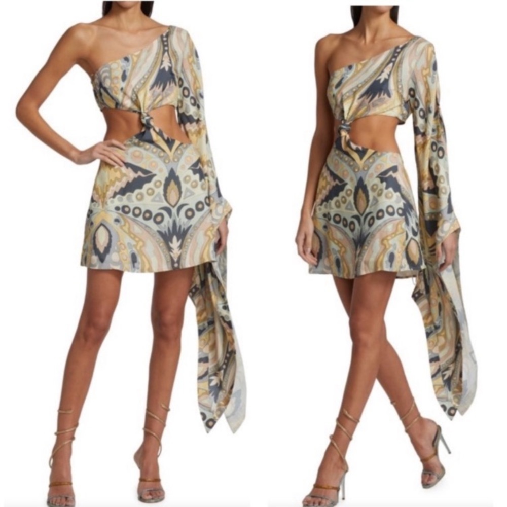 Cult Gaia Aloe Multi Patterned Scarf dress